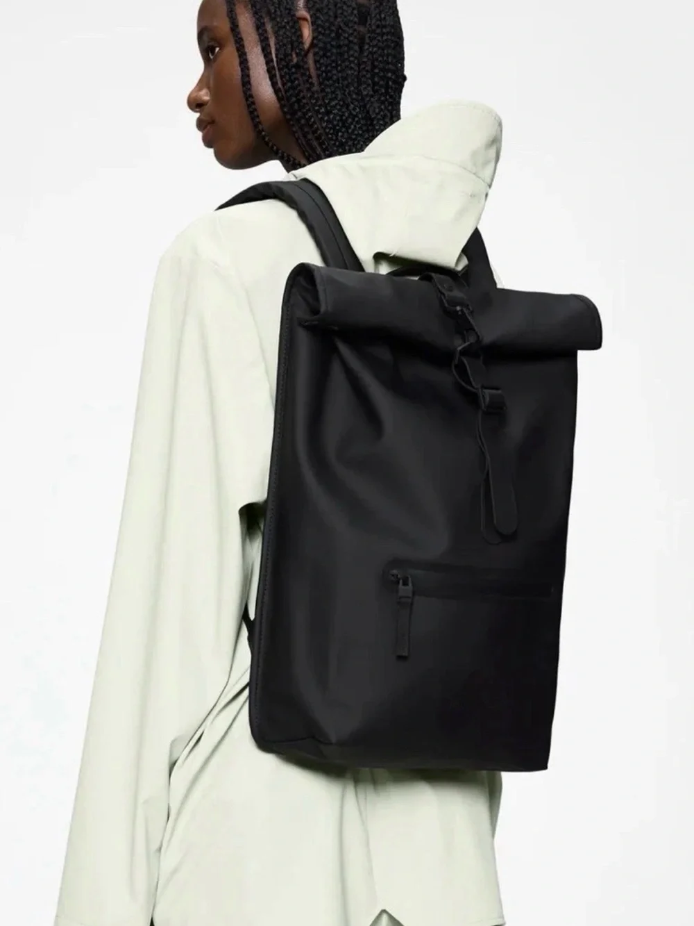 Rains Black Roll-Top Rucksack Backpack NWT